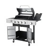 4 Burner Propane Gas BBQ Grill With Side Burner, 46790 BTU Output Gas Grill With Porcelain-Enameled Cast Iron Grates For Patio Camping - 2 of 4