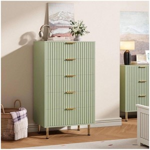 Nasitip 5 Drawer Modern Dresser, 48" Tall Chest with Deep Storage & Wide Top, Fluted Wood Organizer for Bedroom/Living Room/Hallway - 1 of 4