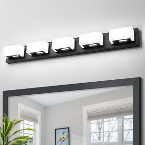 LLHZSY LED Bathroom Vanity Light Black, 3/4/5-Light Square Acrylic Wall Light Sconces - 1 of 4