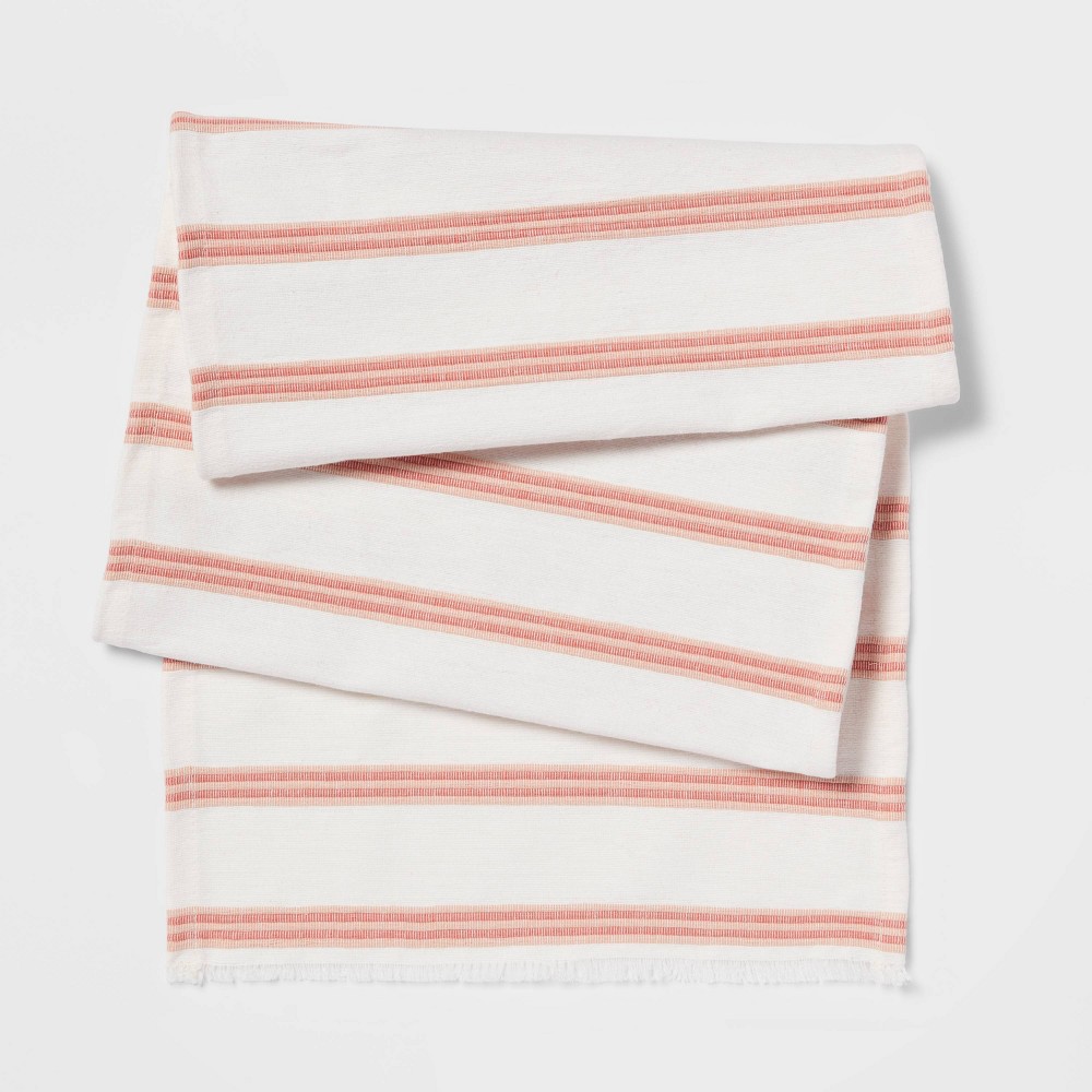 72" x 14" Cotton Striped Table Runner Pink - Threshold™