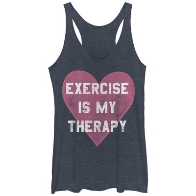 Women's Chin Up Exercise Is My Therapy Racerback Tank Top - Navy Blue ...