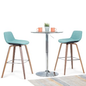 Gulches Mid Century Modern Counter/Bar Height Stool Set of 2, Aqua Blue Fabric, Brown Veneer Frame, 36.6" H - 1 of 4