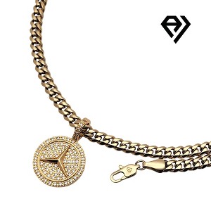 Aria Jeweler  6mm Cuban Chain With Mercedes Pendent - 1 of 4