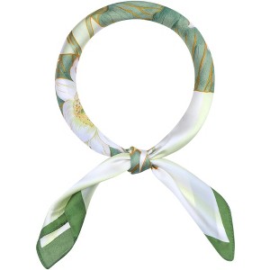 INSPIRE CHIC Women's Floral Printed Satin Square Flowers Silky Neck Scarves 1Pc - 1 of 4