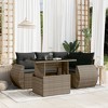 vidaXL 5 Piece Patio Sofa Set with Cushions - Gray Poly Rattan without Storage - 2 of 4