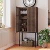 FONTOI Freestanding Storage Cabinet with Removable Wine Racks, Kitchen Pantry Cabinet, Wine Bar Cabinet for Kitchen, Brown, 14.9"*62.9"*27.9" - 2 of 4