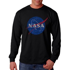 LA Pop Art Men's Word Art Long Sleeve T-shirt - NASA's Most Notable Missions - 1 of 4