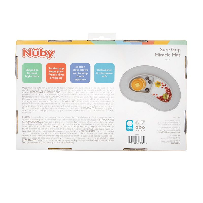 Nuby Sectioned Silicone Feeding Mat - Gray, 5 of 6