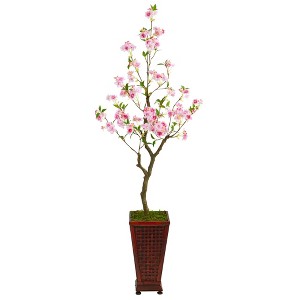 Nearly Natural 5-ft Cherry Blossom Artificial Tree in Decorative Planter - 1 of 4