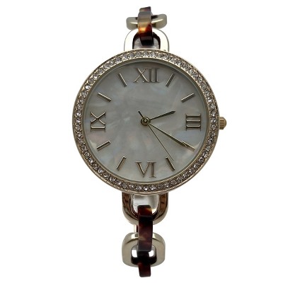 Olivia Pratt Bracelet Style Metal and Tortoise Women Watch