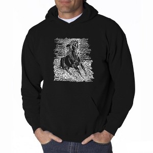 LA Pop Art Men's Word Art Hooded Sweatshirt - POPULAR HORSE BREEDS - 1 of 4