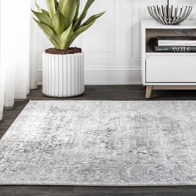 Elegant Persian-Inspired 3' x 5' Light Grey Synthetic Area Rug
