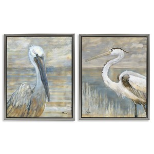 Stupell Industries Sea Birds Abstract Beach 2pc Floating Frame Art Set - 1 of 4