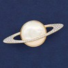Ross-Simons Mother-Of-Pearl and .20 ct. t.w. Diamond Planet Pin in 18kt Yellow Gold Over Sterling Silver - 3 of 4