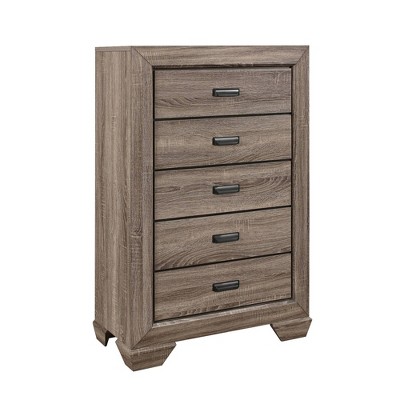 Chest with 6 Storage Drawers and Heavy Grain Details Brown - Benzara