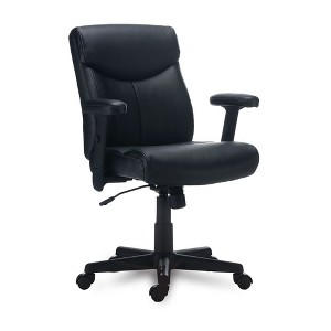 Alera Alera Harthope Leather Task Chair, Supports Up to 275 lb, Black Seat/Back, Black Base - 1 of 4