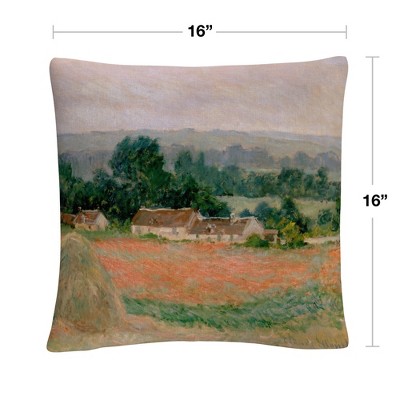 Monet Haystacks at Giverny 16" Square Polyester Throw Pillow