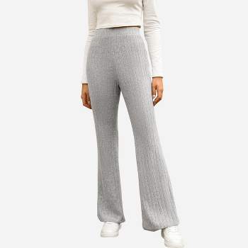 Women's Ribbed Heathered Knit Flare Pants - Cupshe