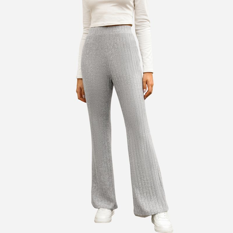 Women's Ribbed Heathered Knit Flare Pants - Cupshe, 1 of 9