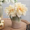 GlasFlength Artificial Plants Small Fake Plants Artificial Decoration Peony flower Faux Plants for Indoor Home Decor, White, 8"*5"*14" - 3 of 4