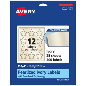 Avery Pearlized Ivory Star Labels with Sure Feed Technology, Print-to-the-Edge, 2-1/4" x 2-3/8" - 1 of 4