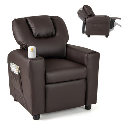 Infans Kids Recliner Chair w/Cup Holder & Side Pocket Adjustable Backrest Footrest