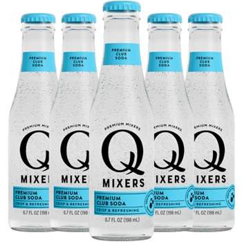 Q Mixers Club Soda, Premium Cocktail Mixer Made with Real Ingredients 6.7oz Bottles | 5 PACK