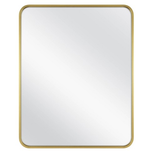 Small Rectangle Brass Modern Mirror (14 in. H x 28 in. W)