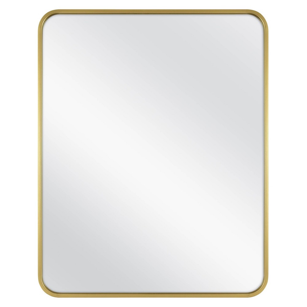 Photos - Wall Mirror 30" x 24" Rectangular Decorative  with Rounded Corners Brass 