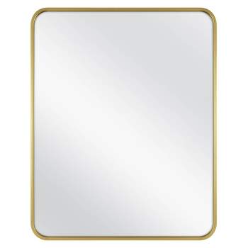 30" x 24" Rectangular Decorative Wall Mirror with Rounded Corners Brass - Project 62™
