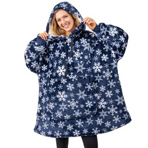 PAVILIA Faux Shearling Wearable Blanket Hoodie, Cozy Oversized Hooded Sweatshirt Adults, Warm Fleece Big Pocket - 1 of 4