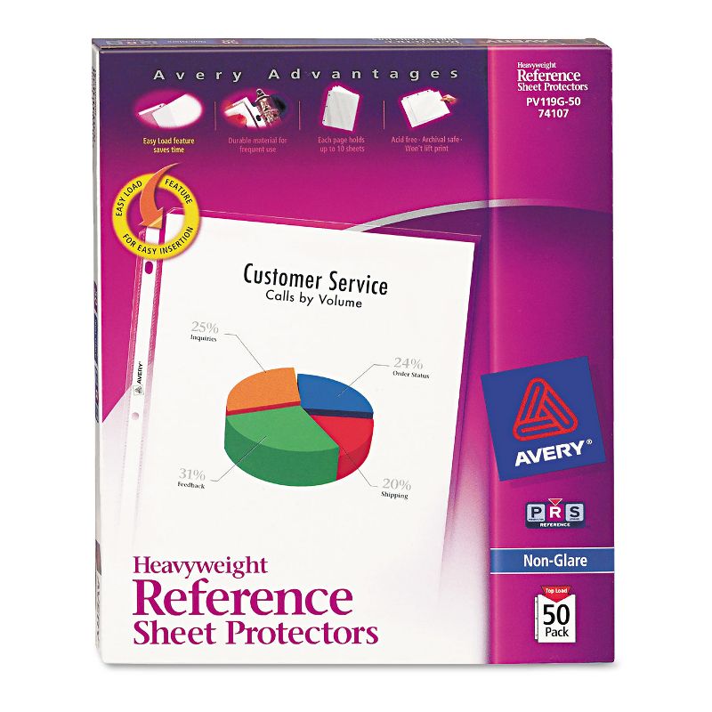 Avery Top-Load Poly Sheet Protectors Heavy Gauge Letter Nonglare 50/Box 74107, 1 of 8