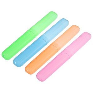 Unique Bargains Plastic Lightweight Toothbrush Travel Case 7.48"x1.06" 4 Pcs - 1 of 4