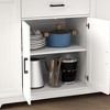 46 Inch Multi-Storage Rolling Kitchen Island With Rubberwood Tabletop, Large Farmhouse Kitchen Cart  White - 3 of 4