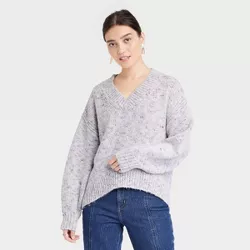 Women's V-Neck Pullover Sweater - Universal Thread™ Purple XL