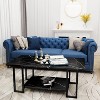 Hooseng 40 Inch Living Room Faux Marble Coffee Table, Top Rectangular 2-Tier Coffee Table with Black Metal Frame for Office - 4 of 4