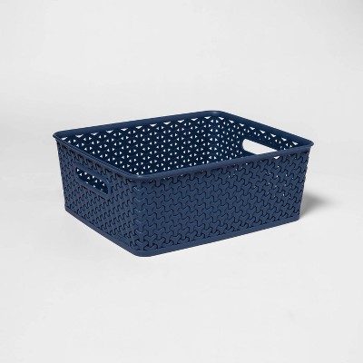 Y-Weave Medium Decorative Storage Basket Shallow Blue - Room Essentials™