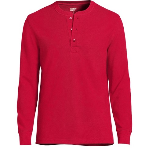 Red henley long store sleeve