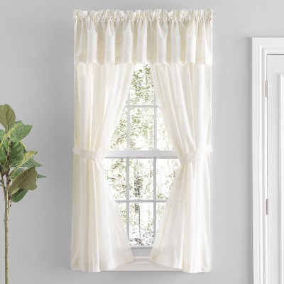 Natural Cotton Sheer Rod Pocket Curtain with Lace Detail
