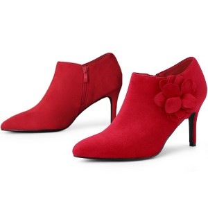 BLISSFUL STEP Flower Pointed Toe Stiletto Heels Ankle Booties for Women - 1 of 4