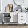 White Modern Storage Cabinet with Glass Sliding Door and 3 Drawers - Sideboard, Entryway Console, Kitchen Buffet for Corridors, Entrances and Study - 2 of 4