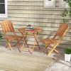 Outsunny 3-Piece Acacia Wood Bistro Set, Foldable Bistro Table and Chairs, Outdoor Bistro Set for Backyard, Balcony, Deck, Porch, Natural Wood Finish - 3 of 4