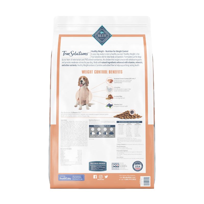 Blue Buffalo True Solutions Fit and Healthy Weight Control Chicken Flavor  Adult Dry Dog Food, 3 of 11