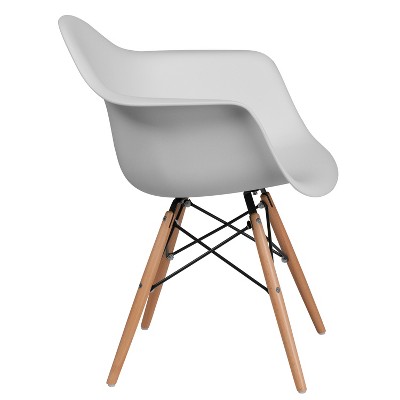 Chic Alonza White Polypropylene Accent Chair with Wooden Legs
