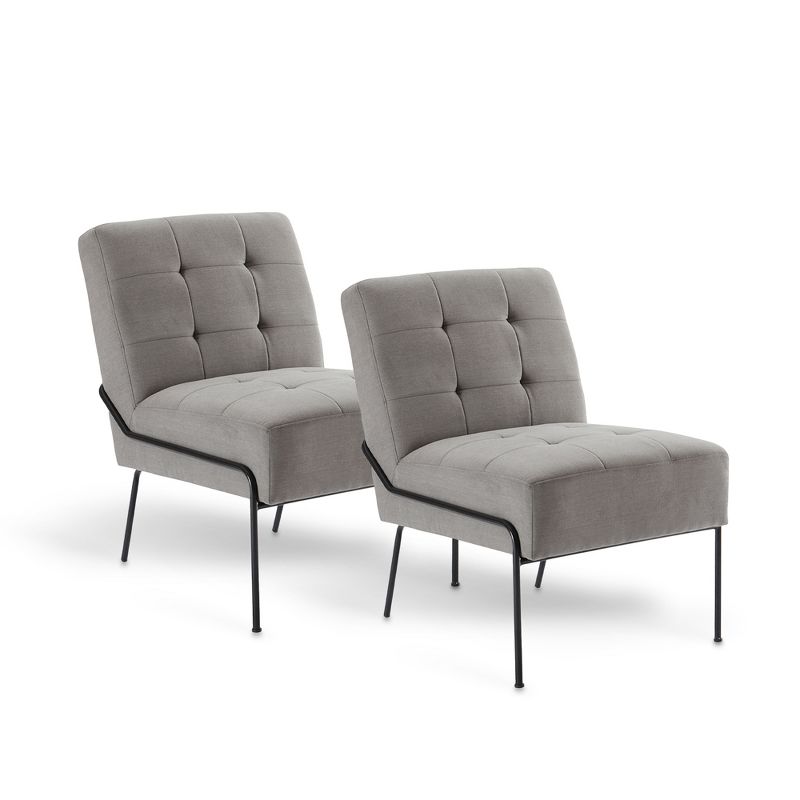 eLuxury Upholstered Tufted Accent Chair, Set of 2, 1 of 10