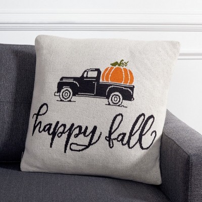 Hello Fall Orange Cotton Throw Pillow