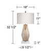 Possini Euro Design Modern Table Lamp with White Marble Riser 32 1/2" Tall Sculptural Champagne Gold Off-White Drum Shade for Bedroom Living - 4 of 4