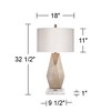 Possini Euro Design Modern Table Lamp with White Marble Riser 32 1/2" Tall Sculptural Champagne Gold Off-White Drum Shade for Bedroom Living - image 4 of 4