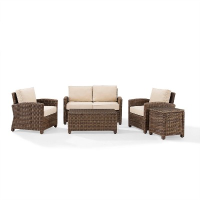 Bradenton 5pc Outdoor Wicker Conversation Set - Sand - Crosley