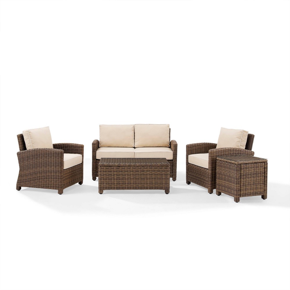 Photos - Garden Furniture Crosley Bradenton 5pc Outdoor Wicker Conversation Set - Sand  